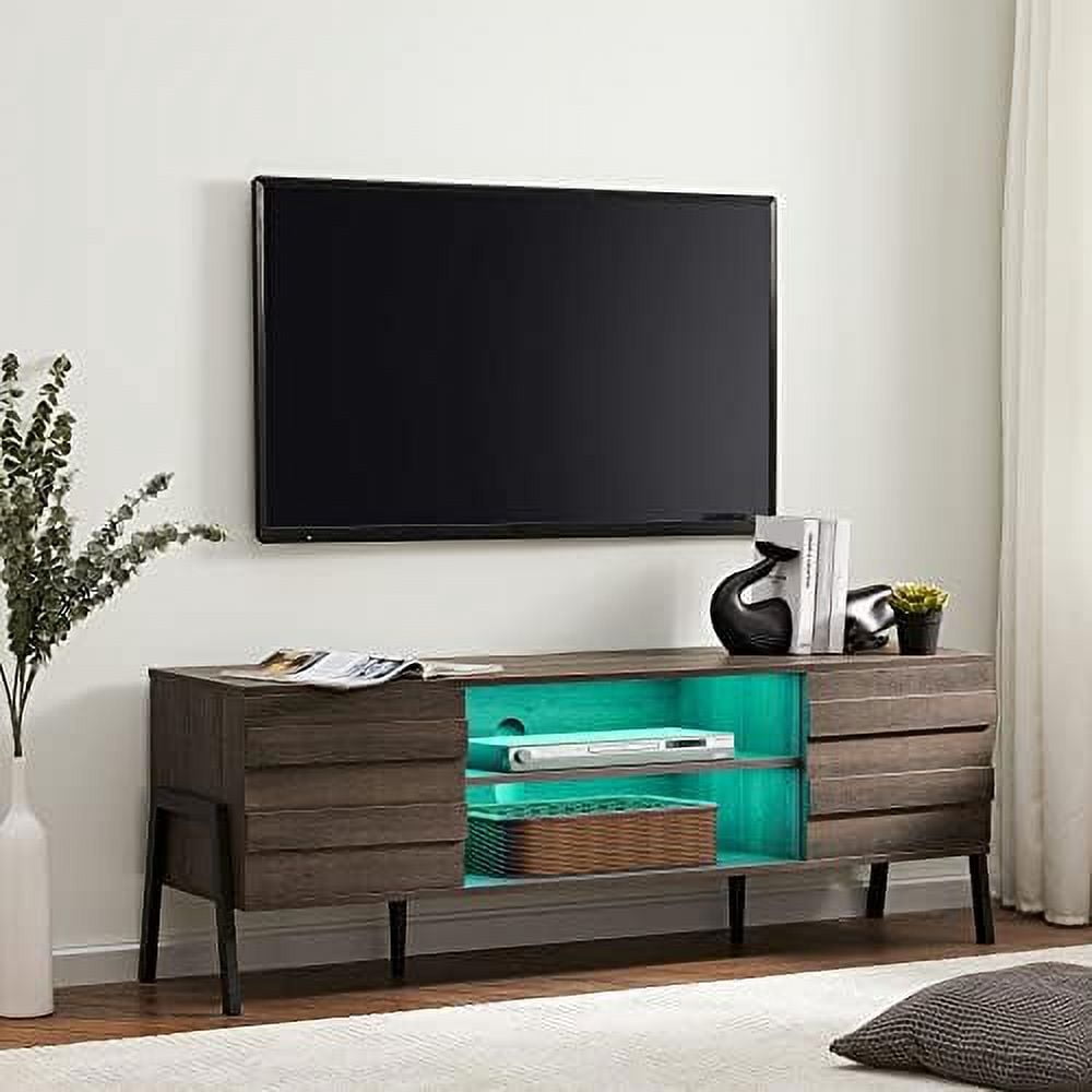 Tangkula TV Stand For TVs Up To 60" - Mid Century Modern Console With Power Outlets & Adjustable Shelf