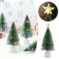 LED Mini Artificial Christmas Tree with Lights（6.69In),Pre-Lit Tabletop Xmas Tree for Holiday Decor,Gift Base Small Pine Tree with Star Topper for DIY Christmas Village,Desk,Mantel,Office&Home Decor