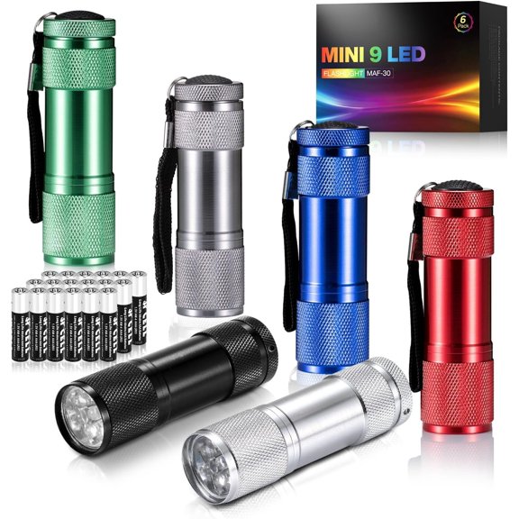 LED Mini Flashlights, Super Bright Flashlight with Lanyard, Assorted Colors - Tac Light for , Night Reading, Power Outages, Camping(6 Pack)