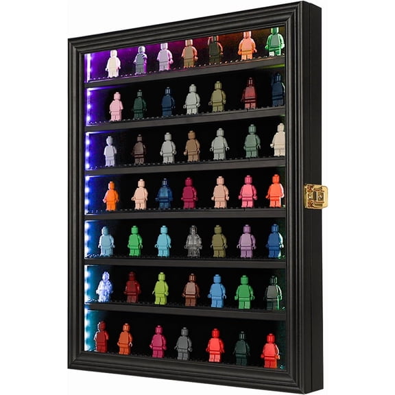 LED Miniature Display Case with Fixed Shelves, 20.87 x 17.32 x 3.94 In