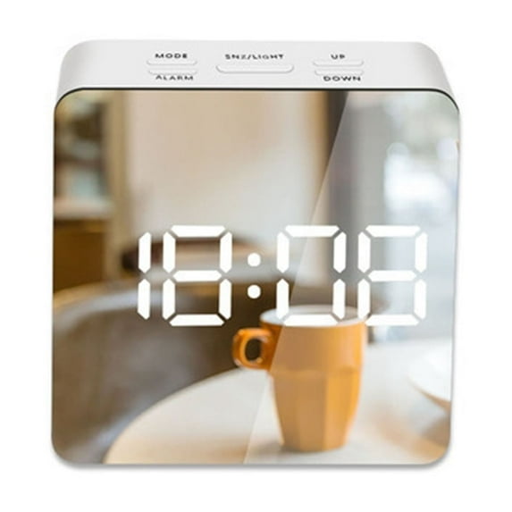 LED Mirror Alarm Clock Digital Snooze Table Clock Wake Up Light Electronic Large Time Temperature Display Home Decoration Clock