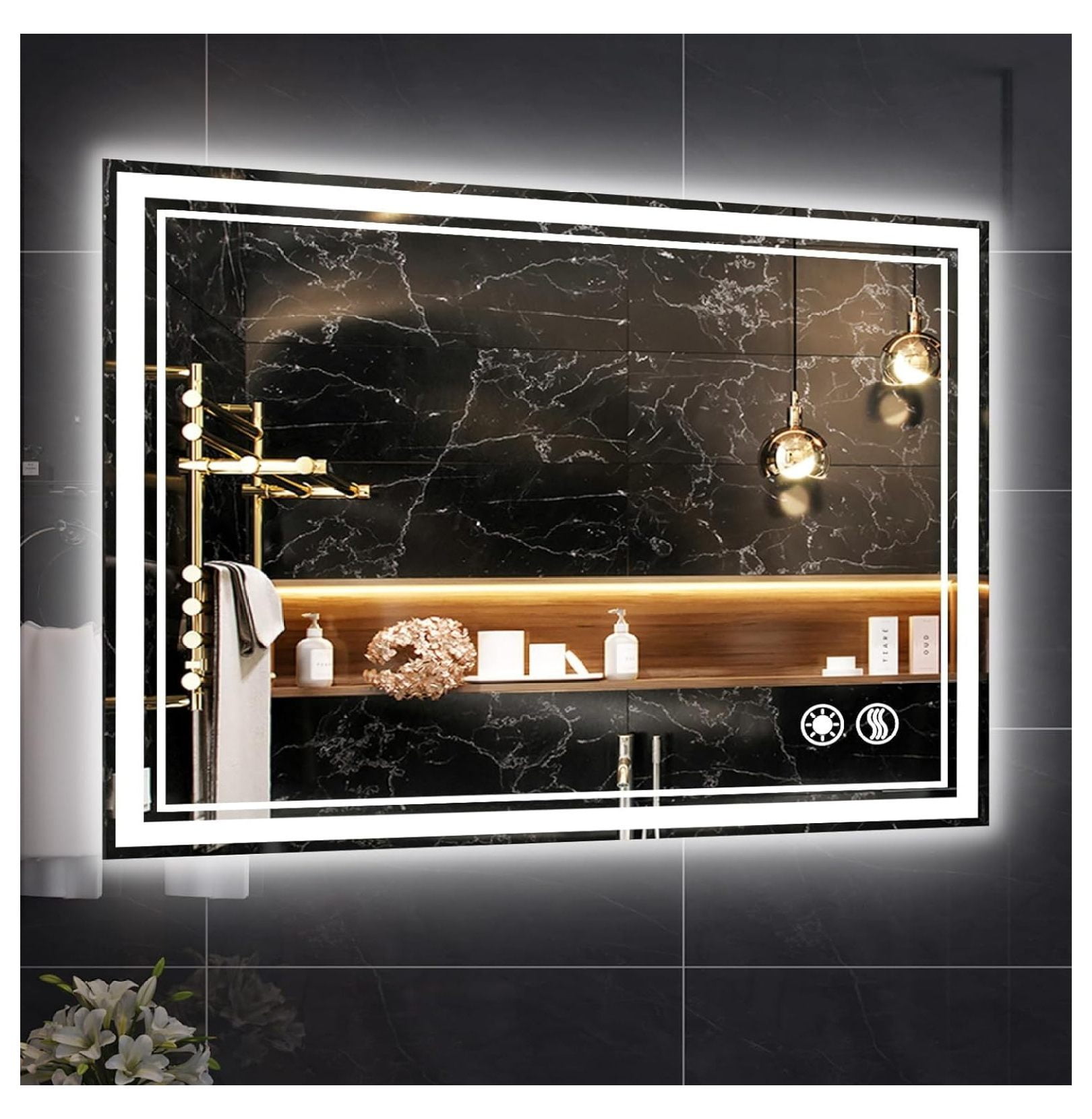 LED Mirror for Bathroom 24 x 40'' Bathroom Mirror with LED Lights Anti ...