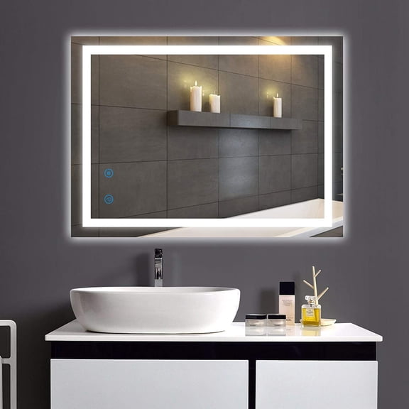 LED Mirror for Bathroom, 28 x 36 Inch Smart Dimmable, Anti-Fog with CRI 95+ LED, Smart Touch Button, 3 Color Lights
