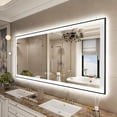 LED Mirror for Bathroom, Large Framed Lighted Mirror for Wall, Dimmable ...