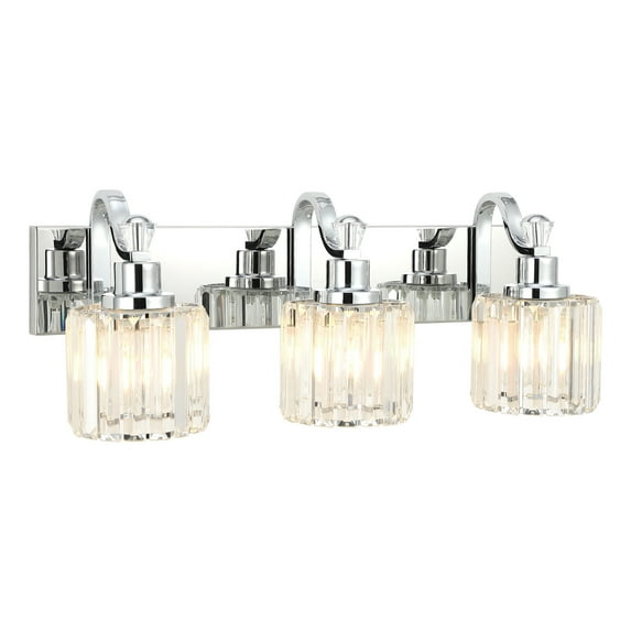 LED Modern Crystal Bathroom Vanity Lights Over Mirror, Chrome Bathroom Light Fixtures Wall Light