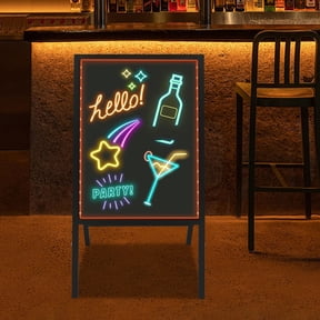 LED Modern Rectangular Message Writing Board Menu Board Black for Bar Restaurant with Remote Control