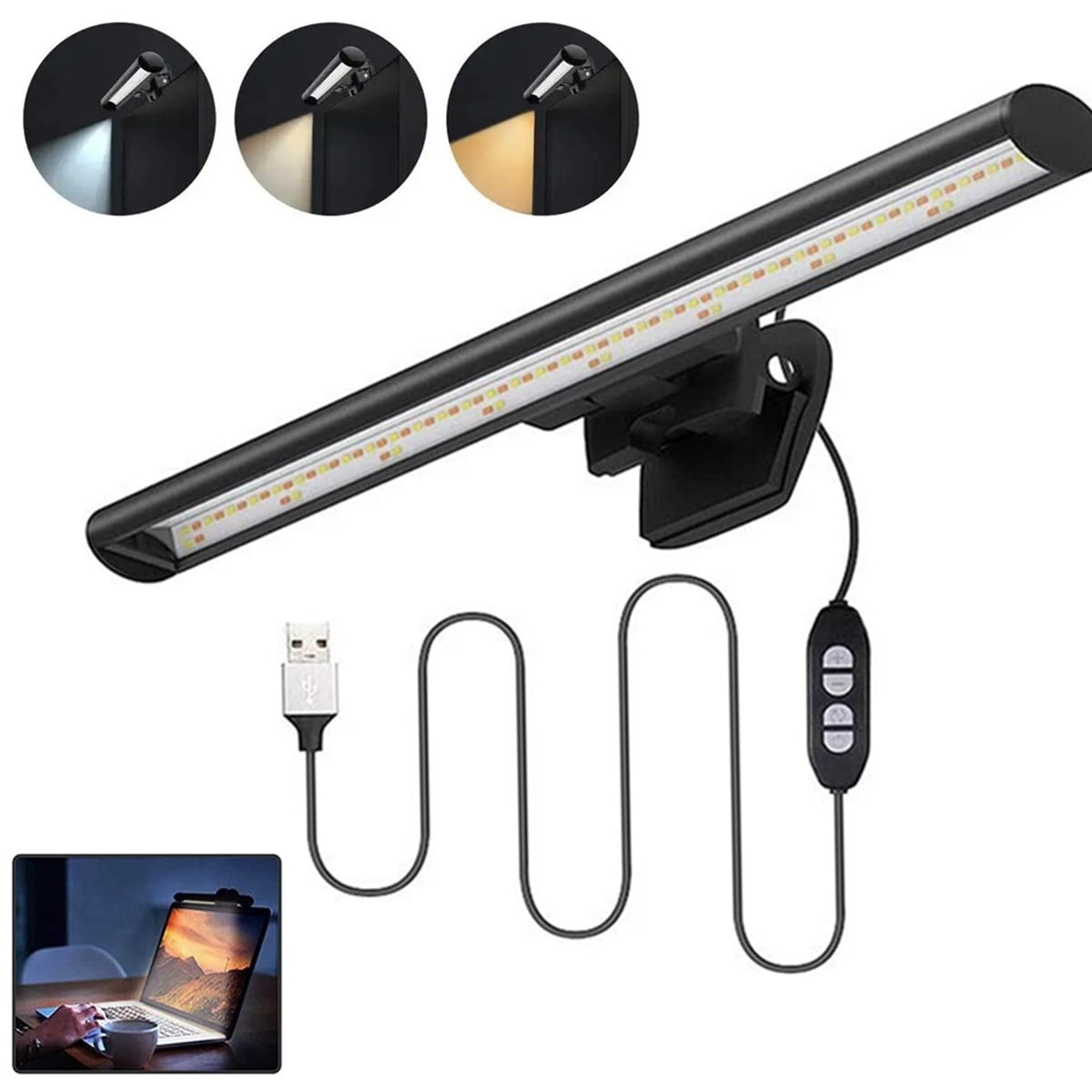 LED Monitor Light Bar USB Powered Adjustable Laptop Screen Lamp Clip On ...