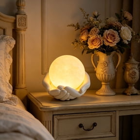 LED Moon Night Light, Handheld Lunar Sphere Lamp for Bedroom, Bedside, Home Ambience Decor, Romantic Mood Lighting for Living Room