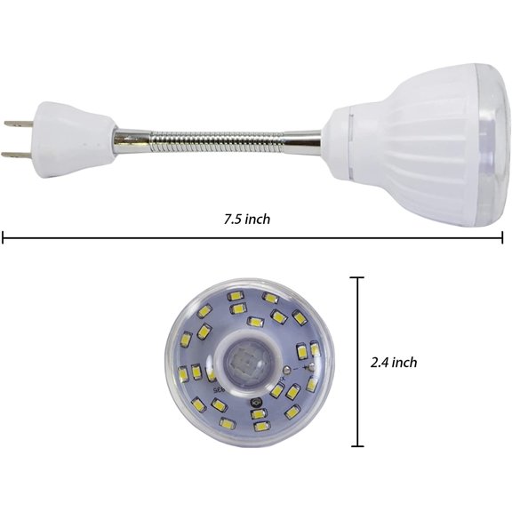 LED Motion-Activated Directional Rotating Flexible Sensor Dusk to Dawn Night Light, AC Outlet Plug-in Wall Stair Lamp, Indoor 360° Bedroom Hallway Stairway Garage Basement Corridor