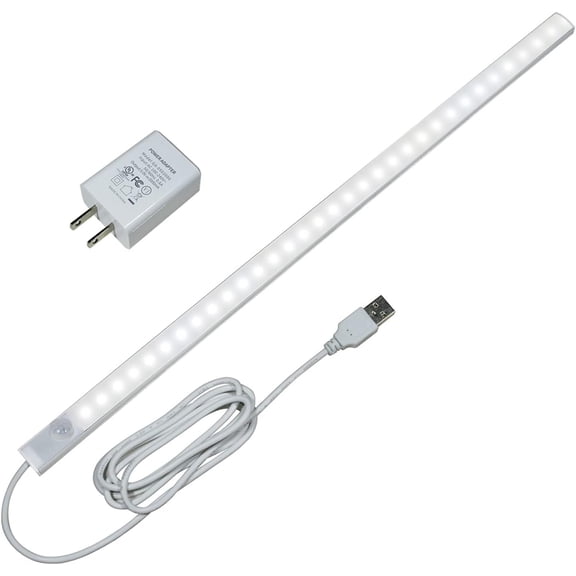 LED Motion Sensor Under Cabinet Lighting,17 inch USB Plug in LED Closet Light Bar, Under Counter Lights Night Light for Kitchen,Wardrobe,Closet,Cabinet,Cupboard,Cool White (6000K)