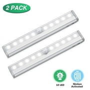 2 Pack LED Motion Sensor Closet Lights Battery Operated Stick On Anywhere Wireless Motion Sensor Light Under Cabinet Lighting Wireless 10 LED Lighting Motion Lights