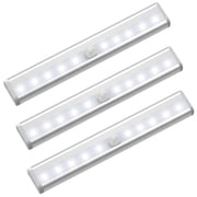 LED Motion Sensor Light, LED Battery Operated Lights, Under Cabinet Lighting, Stick On Lights, 10-LED Wireless Motion Sensor Night Light for Closet, Counter, Stairway 3 Pack