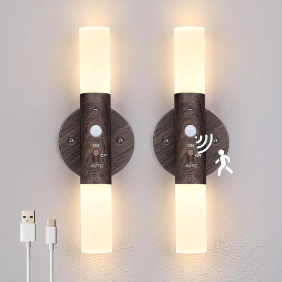 LED Motion Sensor Lights  Operated Wall Sconces Set of 2 Rechargeable  Picture Art Light  360? Rotation Corner Lamps for Gallery Stairway  Living Room Bedroom