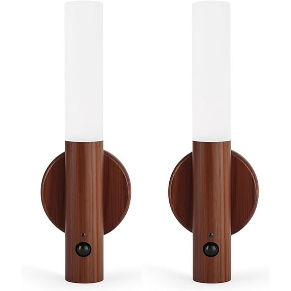 LED Motion Sensor Lights Wall Lamps Set of 2 Battery Operated Wall Sconces Rechargeable Lighting for Hallway Stairway Magnetic 360° Rotation