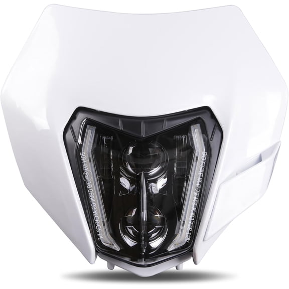 LED Motorcycle Headlight Dirt Bike DRL Headlamp with Bezel Compatible With Motocross Pit Enduro ATV Supermoto 150 250 350 450 500 SX XCW EXC SXF XC SMC R 690