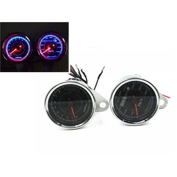 LED Motorcycle Tachometer Tacho Gauge + Odometer Speedometer Speedo Meter Custom