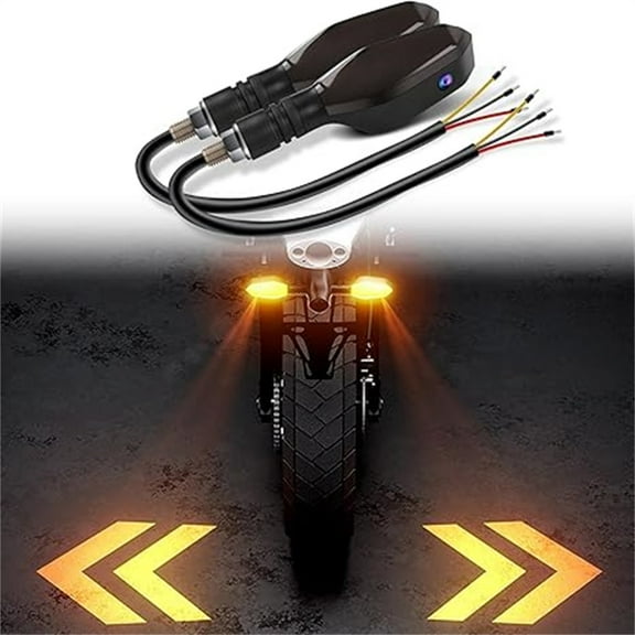 LED Motorcycle Turn Signal Lights with Projector, 27 RGB Modes, IP67 Waterproof, Bright Amber Blinkers, Universal 12V Fit, 2 Pack