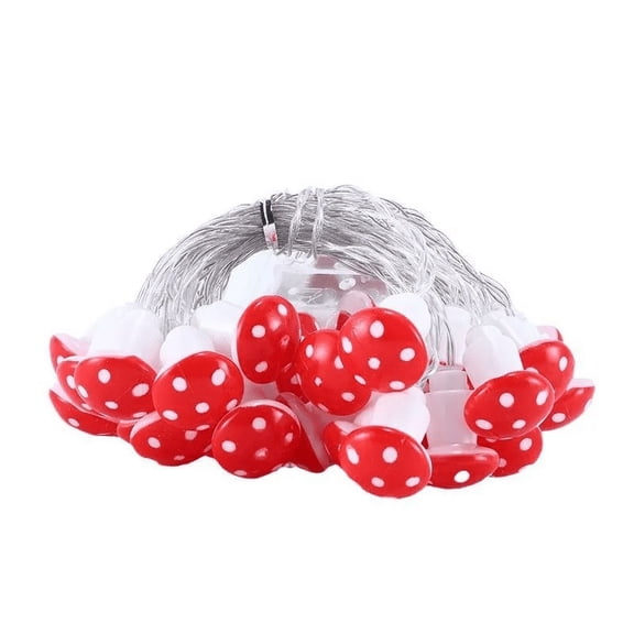 LED Mushroom String Lights Battery Operated Fairy Light Garland for Indoor Decor Bedroom Party Window Tree Holiday Display