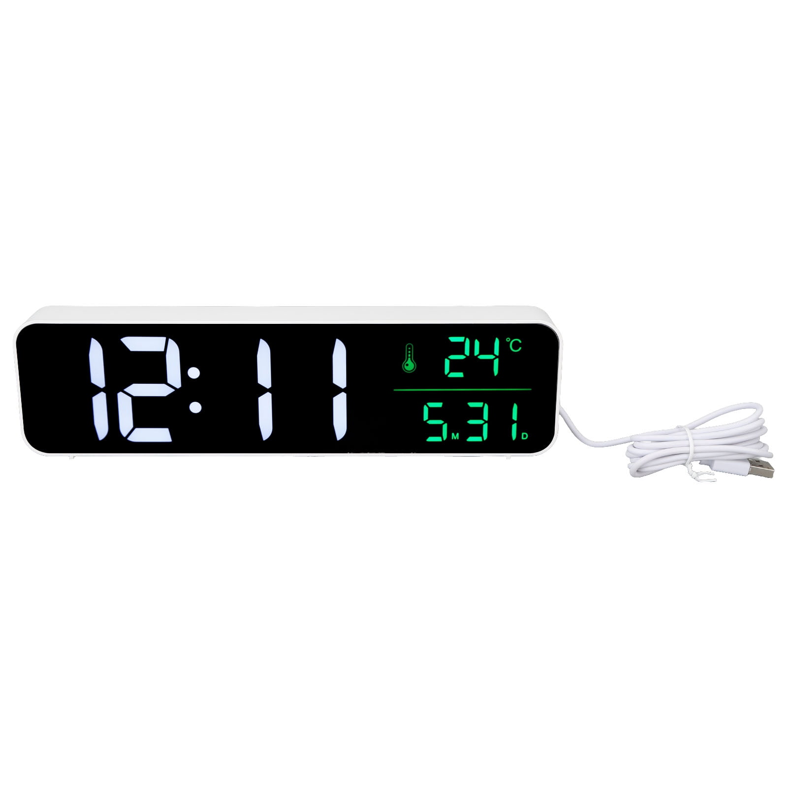 LED Music Alarm Clock 5 Adjustable Brightness 12/24H Large Display Temperature Date Display