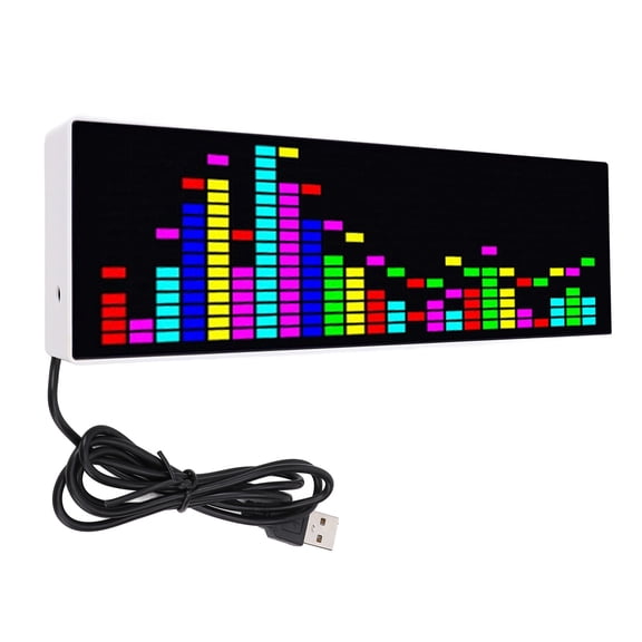 LED Music Spectrum Display Voice Controlled RGB Rhythm Ambient Light & Clock (10.6 x 4.3 in / 27.0 x 11.0 cm)