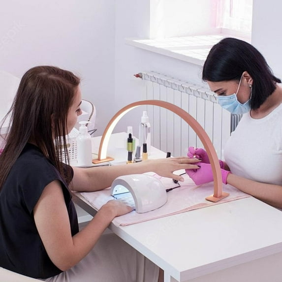 LED Nail Desk Lamp for Manicure Eyelash Extensions, 25W Adjustable Brightness Metal Foldable Task Light with 3 Color Modes for Salon Home Makeup Craft Reading Tattoo Brow Lamination