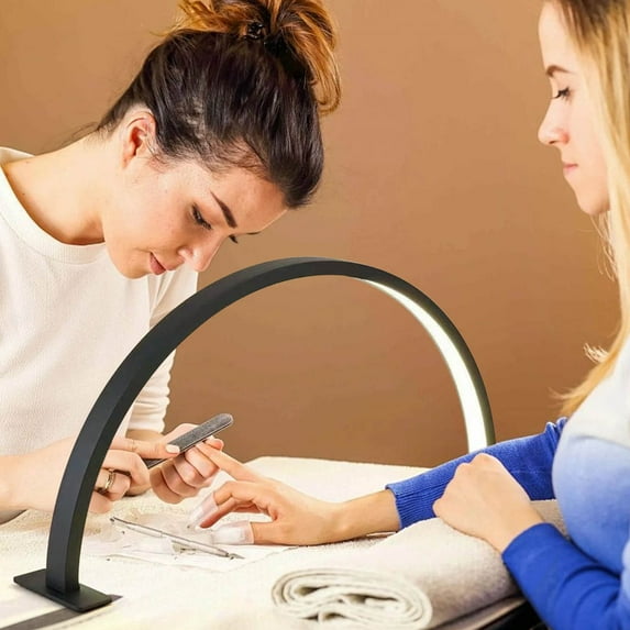 LED Nail Desk Lamp for Manicure Eyelash Extensions, 25W Adjustable Brightness Metal Foldable Task Light with 3 Color Modes for Salon Home Makeup Craft Reading Tattoo Brow Lamination