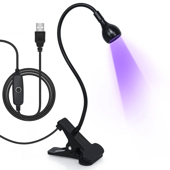 LED Nail Lamp with Black Gooseneck & Clamp: Nail Manicure Dryer Curing Light for Gel Nails