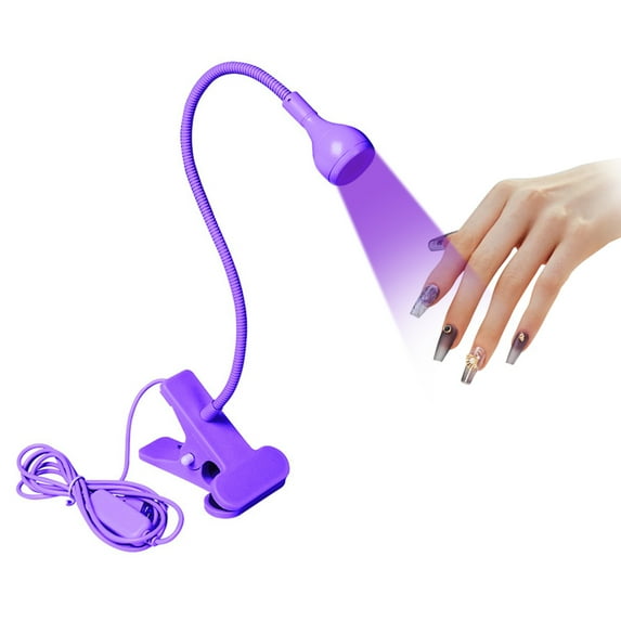 LED Nail Lamps 3W Flexible Gooseneck Lamp Quicky Dry Nail Manicure Dryer Gel Polish Curing Light Plug Play Portable Flash Cure Light for Gel Nails Home DIY Professional Nail Art Tools Purple