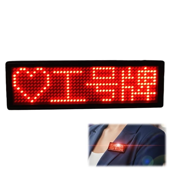 LED Name Tag,Programmable LED Sign For Business,Wireless Bluetooth LEDName Badge,Programmable Rechargeable Trade S Scrolling