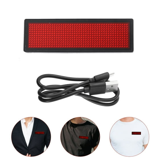 WEAVILUX Red LED Name Badge Programmable Message Display for Events Work Office Use