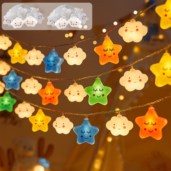LED Nebula Star and Cloud String Lights for ’ Room, 10 Soft Glow LEDs, 1.5m Colorful Decorative Light for Bedroom, Party, Camping, and Festival Ambiance