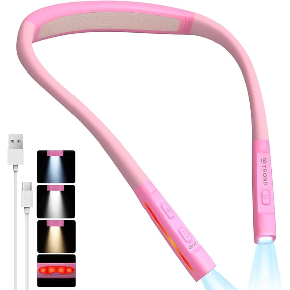 LED Neck Rding Light, 3 Color Brightness Book Light for in Bed, 1000mAh Rechargble Lamp, Flexible Arm with Outdoor Warning Eye-Caring Crochet, Travel, Lovers Gifts