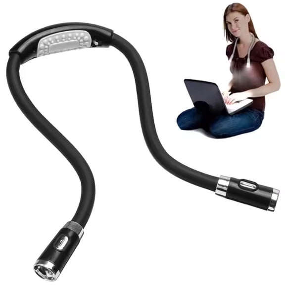 LED Neck Reading Light, Book Lights for Reading in Bed,  Brightness Levels, Flexible Soft Silicone Arms Comfortable Wear, Long Lasting. Great for Readers, Craft & Knitting