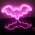 thumbnail image 1 of LED Neon Bat Lights Purple, Bat Shape Neon Signs Night Lights Battery Operated Desk Table Lamp for Bedroom, Bar, Wall, Halloween Decor-Bat with Holder Base(Purple), 1 of 6