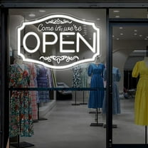 LED Neon Come In Were Open Sign for Business Window Storefront Door Bar Cafes Restaurant Barber Salom Wall Decor, Light Up We're Open Lighted Business Sign 16 Inch Eletric Powered