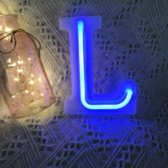 LED Neon Letter Lights, Light Up LED Letters Lights Light Up Marquee Letters Lights Letters Neon Signs Battery USB Blue
