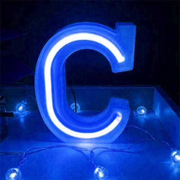 LED Neon Letter Lights, Light Up LED Letters Lights Light Up Marquee Letters Lights Letters Neon Signs Battery USB Blue