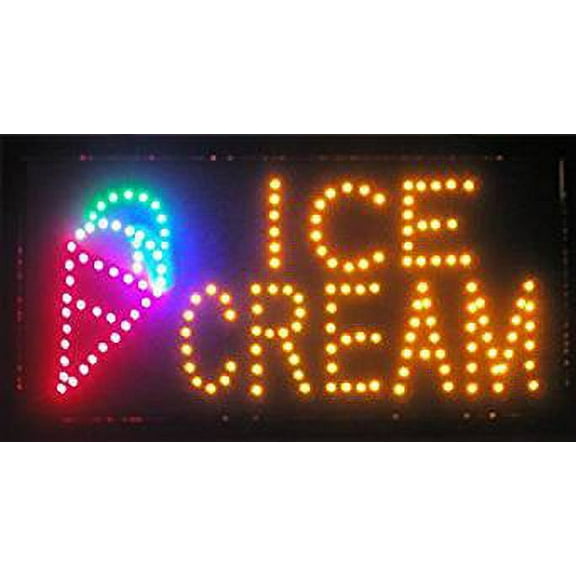 LED Neon Light Open Sign With Animation On/off and Power On/Off two Switchs for Business (Ice Cream L07)