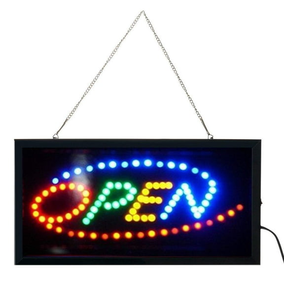 LED Neon Light Open Sign with Animation On/Off and Power On/Off Two Switchs for Business (Open LN101)