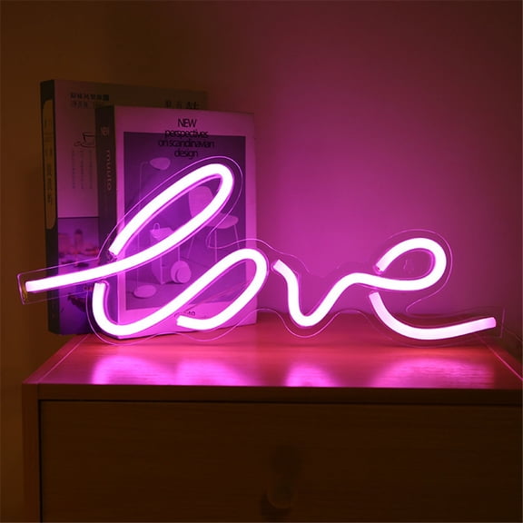LED Neon Light Sign Pink Love Neon Sign Wall Decor for Girl Bedroom Christmas Valentine's Day Wife Women Birthday Gift Living Room Home Decor Neon Night Light USB Powered