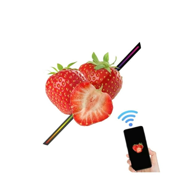 LED Neon Lights Rotating Display AD 3D Holographic Projector 42cm 3D Holographic Fan Remote Custom ICONS DIY Video LOGO ,Versatile Design