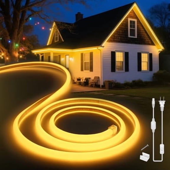 LED Neon Lights Warm White 3000K,32.8ft 110-120V LED Strip Lights,Flexible Outdoor Waterproof Neon Rope Lights for Bedroom,Cabinet,Kitchen,Living Room,Mirror,Halloween Decor$$Tools & Hardware Other