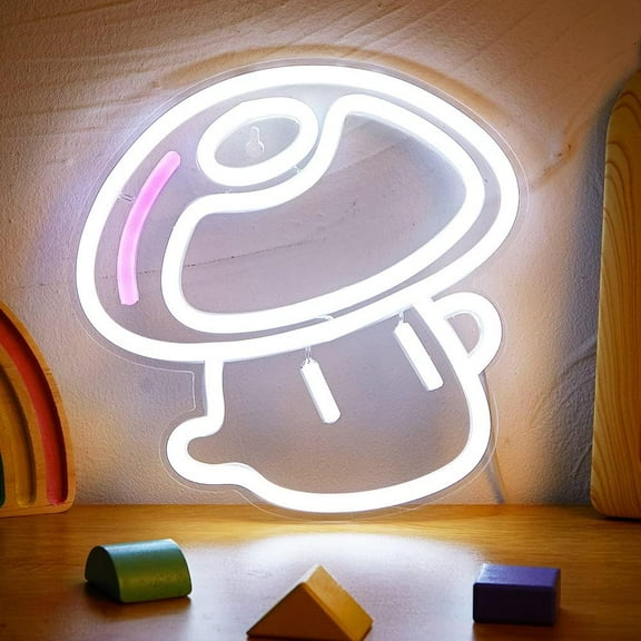 LED Neon Mushroom Cute Neon Sign, USB Powered Neon Signs Night Light, 3D Wall Art & Game room Bedroom Living Room party Decor lamp for Children Kids Girls Boys