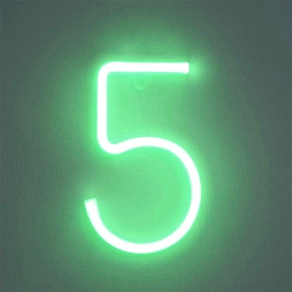 LED Neon Number Lights, Neon Night Light Wall Decorative Night Light for Kids Bedroom Battery USB Operated Green
