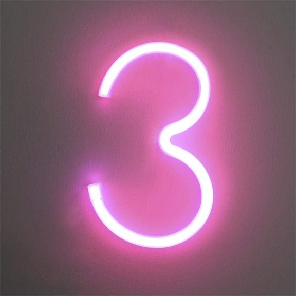 LED Neon Number Lights, Neon Night Light Wall Decorative Night Light for Kids Bedroom Battery USB Operated Pink
