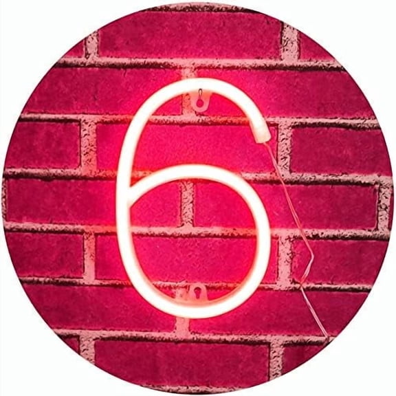 LED Neon Number Lights, Neon Night Light Wall Decorative Night Light for Kids Bedroom Battery USB Operated Red