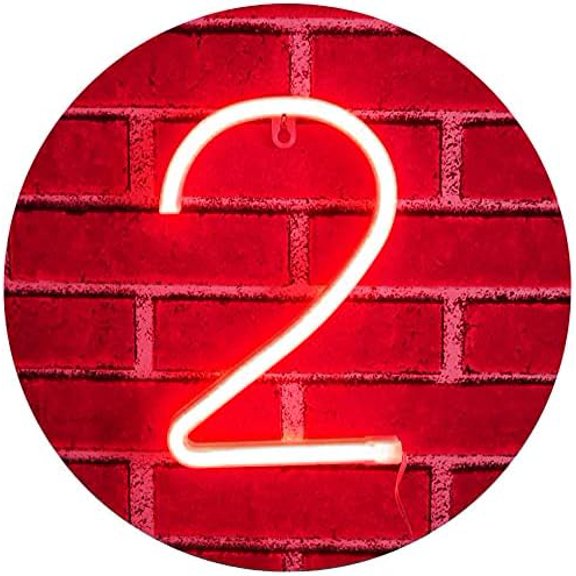 LED Neon Number Lights, Neon Night Light Wall Decorative Night Light for Kids Bedroom Battery USB Operated Red