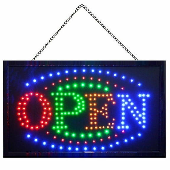 LED Neon Open Sign Bright High Visibility Advertisement Board Electric Display Sign Flashing Light for Business Walls Window Shop Bar Hotel (Square "OPEN" 2)