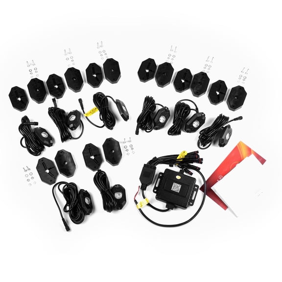 LED Neon Rock Lights With Bluetooth App Control- 8 Pods, Multicolor RGB, 500 Lumens, Timing & Music Mode- IP67 Waterproof, Aluminum Housing- For ATVs, Boats, UTVs, Motorcycles, Domes, Trucks, etc.