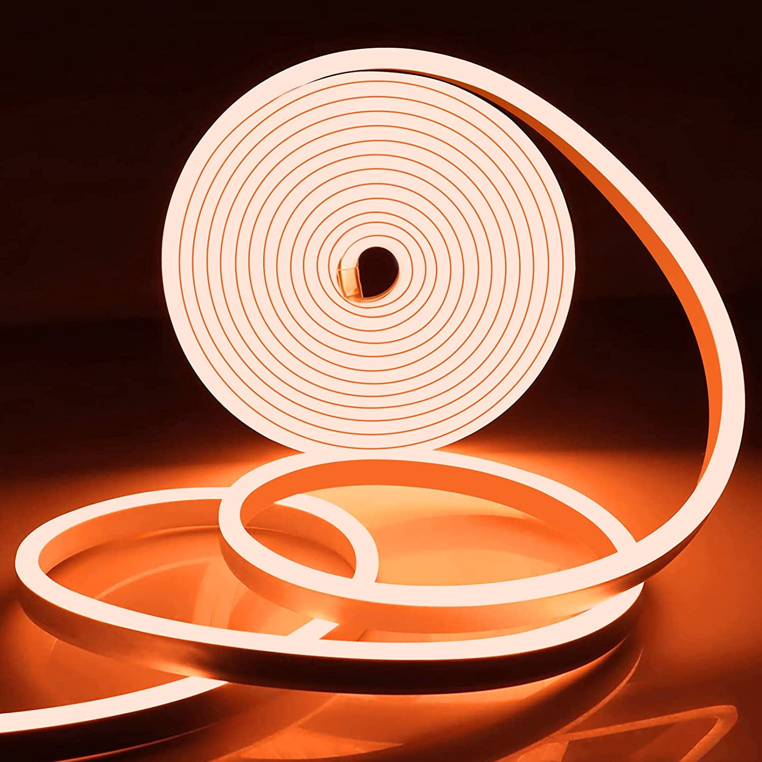 LED Neon Rope Light, Orange 12V Silicone Neon Rope Light, 16.4Ft/5M ...